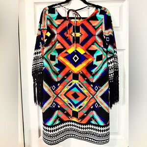 Gianni Bini Blue and Orange Sheath Resort Dress